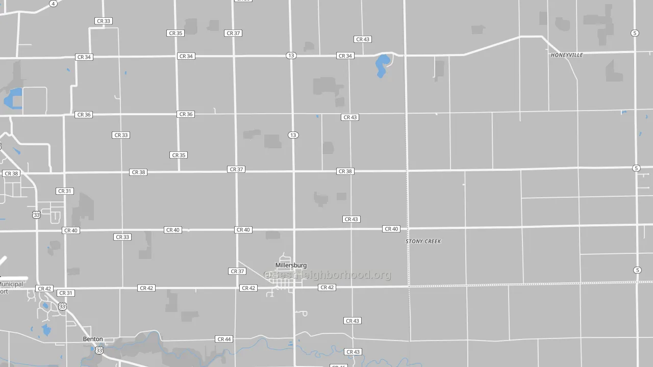 Millersburg, IN Map of Noise Levels in Millersburg