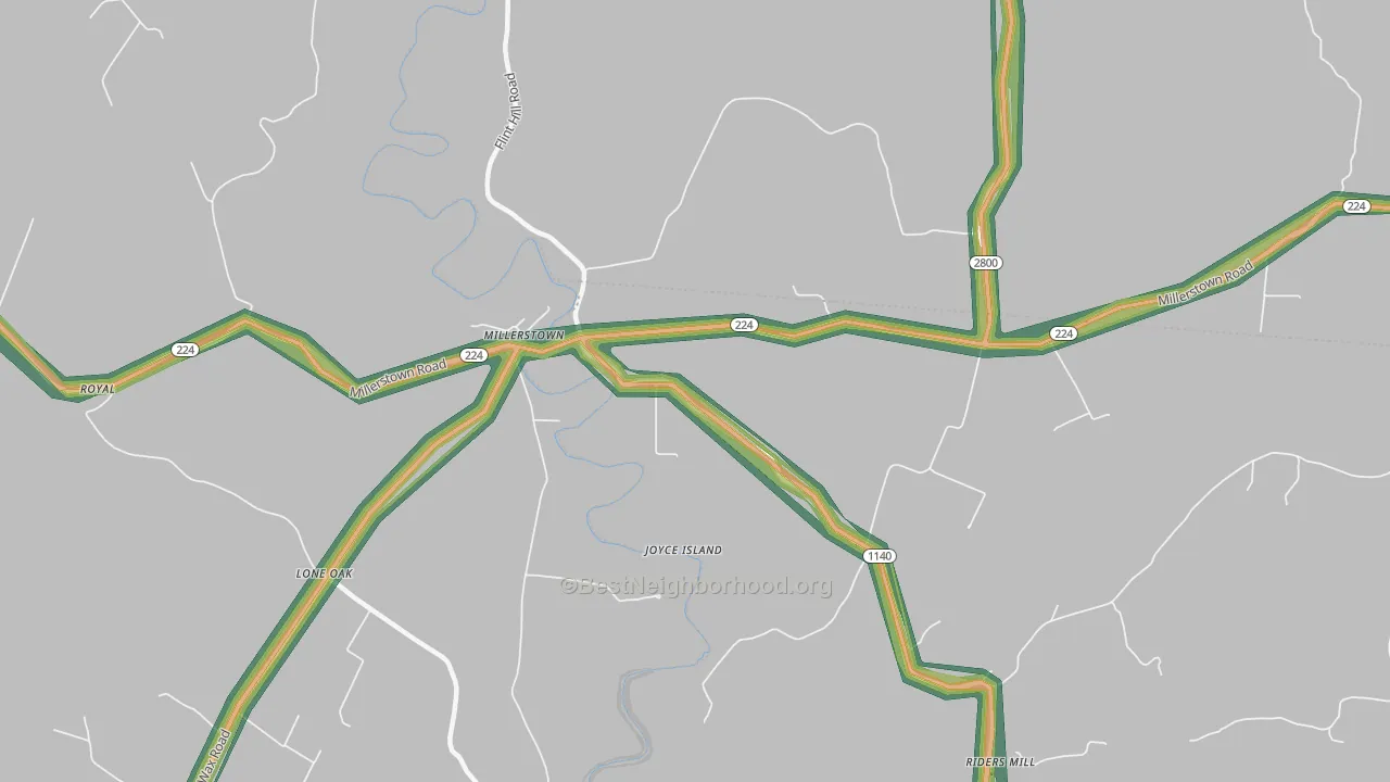 Millerstown, KY Map of Noise Levels in Millerstown