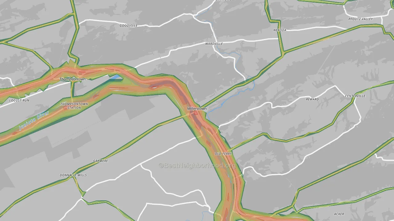 Millerstown, PA Map of Noise Levels in Millerstown