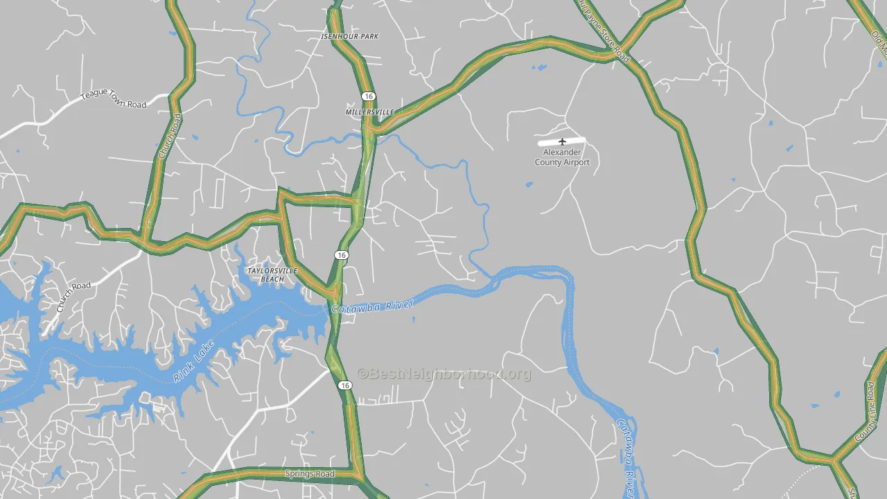 Millersville, NC Map of Noise Levels in Millersville