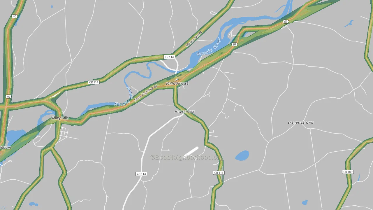 Millertown, NY Map of Noise Levels in Millertown