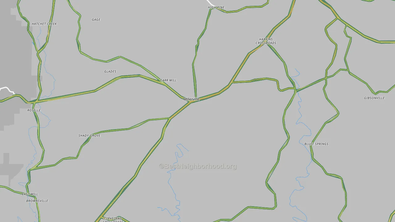 Millerville, AL Map of Noise Levels in Millerville