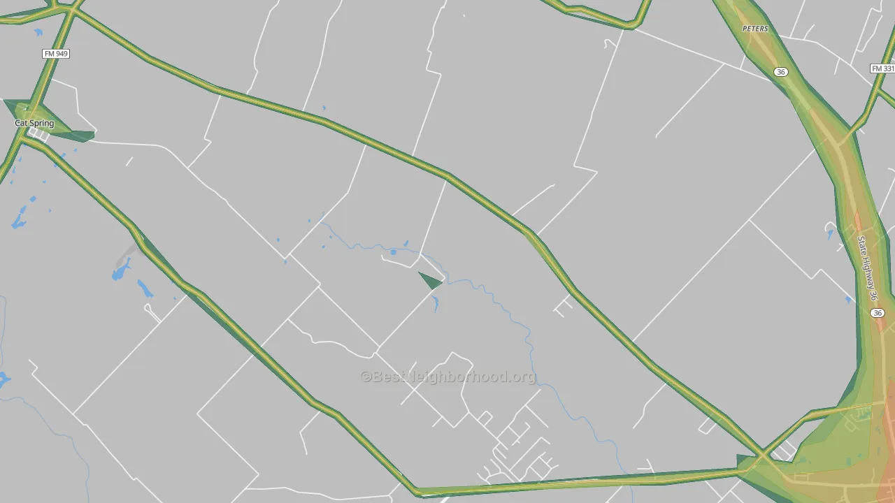 Millheim, TX Map of Noise Levels in Millheim