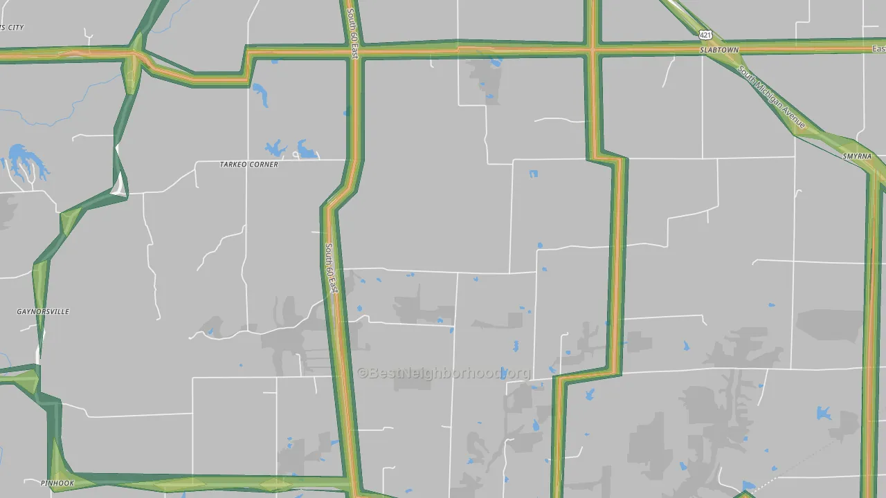 Millhousen, IN Map of Noise Levels in Millhousen