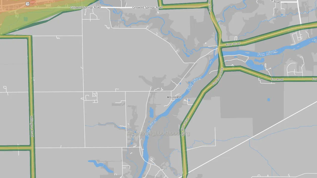 Millhurst, IL Map of Noise Levels in Millhurst