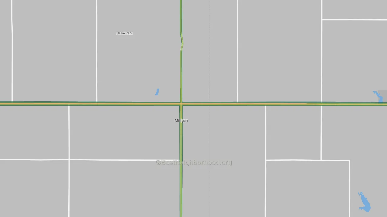 Milligan, NE Map of Noise Levels in Milligan