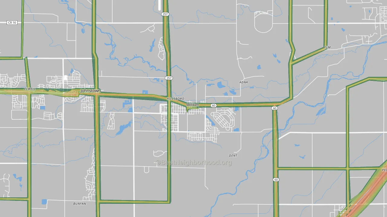 Milliken, CO Map of Noise Levels in Milliken
