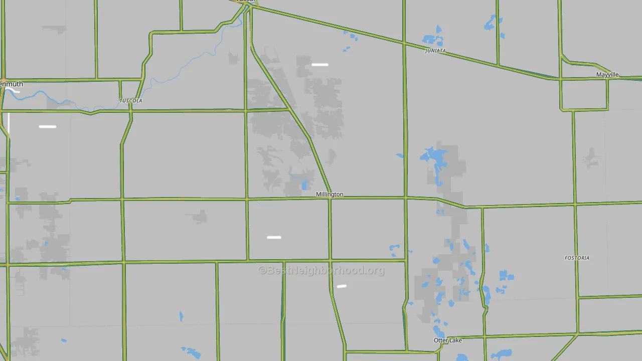 Millington, MI Map of Noise Levels in Millington