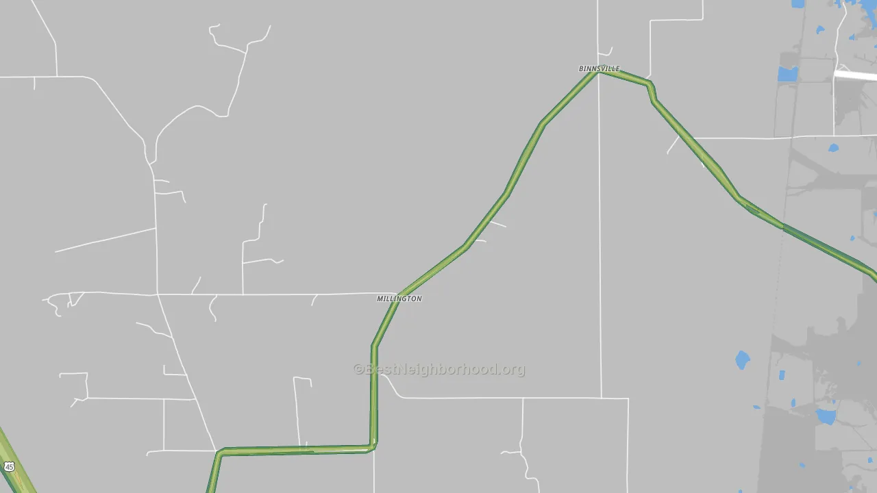 Millington, MS Map of Noise Levels in Millington
