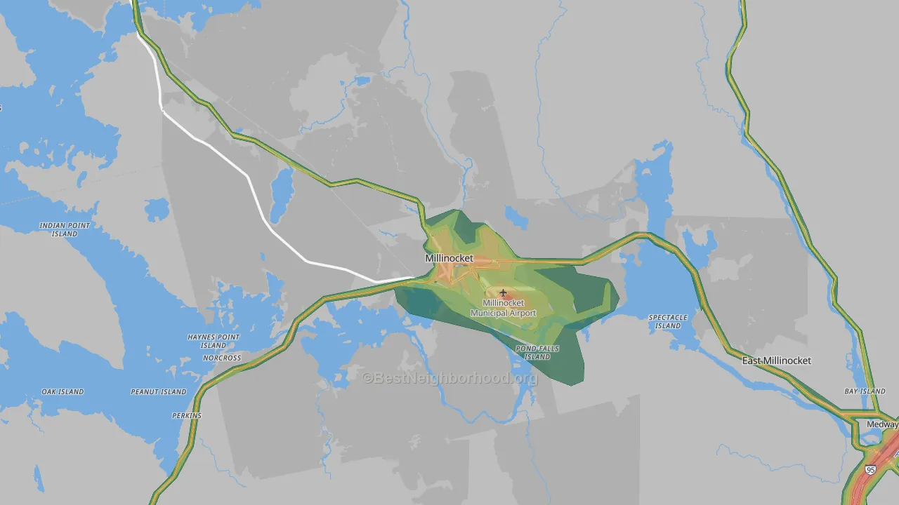 Millinocket, ME Map of Noise Levels in Millinocket