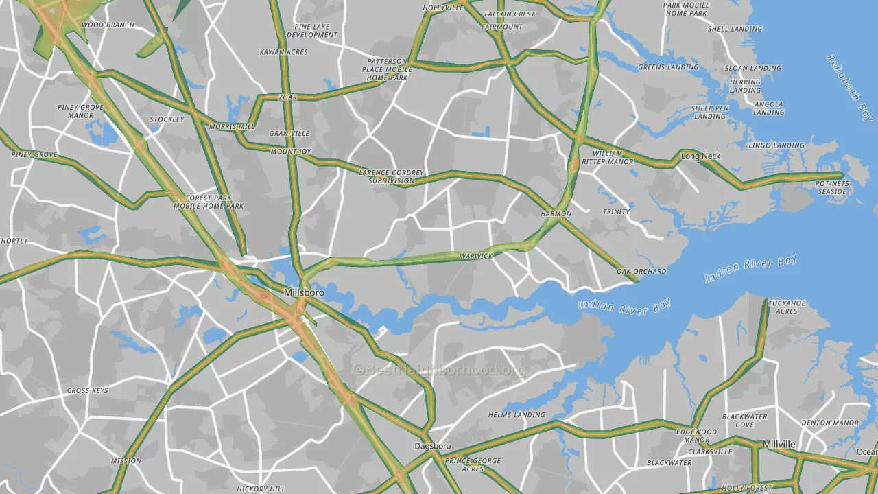 Millsboro, DE Map of Noise Levels in Millsboro