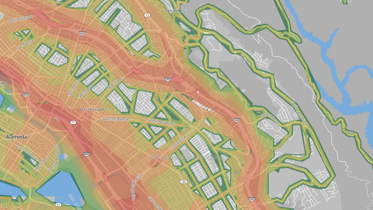 Millsmont, Oakland, CA Map of Noise Levels in Millsmont