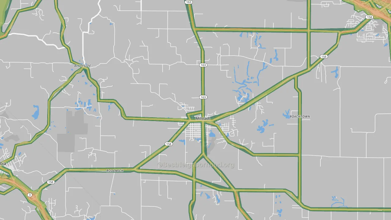 Millstadt, IL Map of Noise Levels in Millstadt