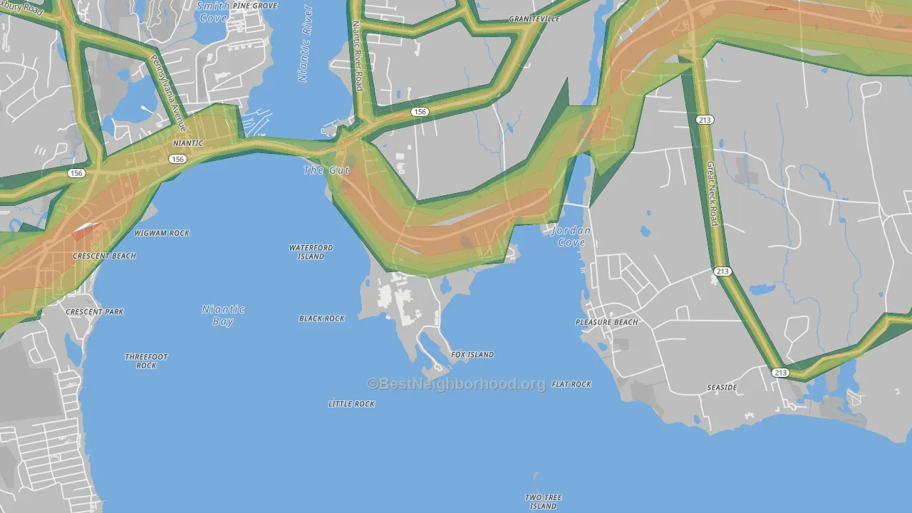 Millstone, CT Map of Noise Levels in Millstone
