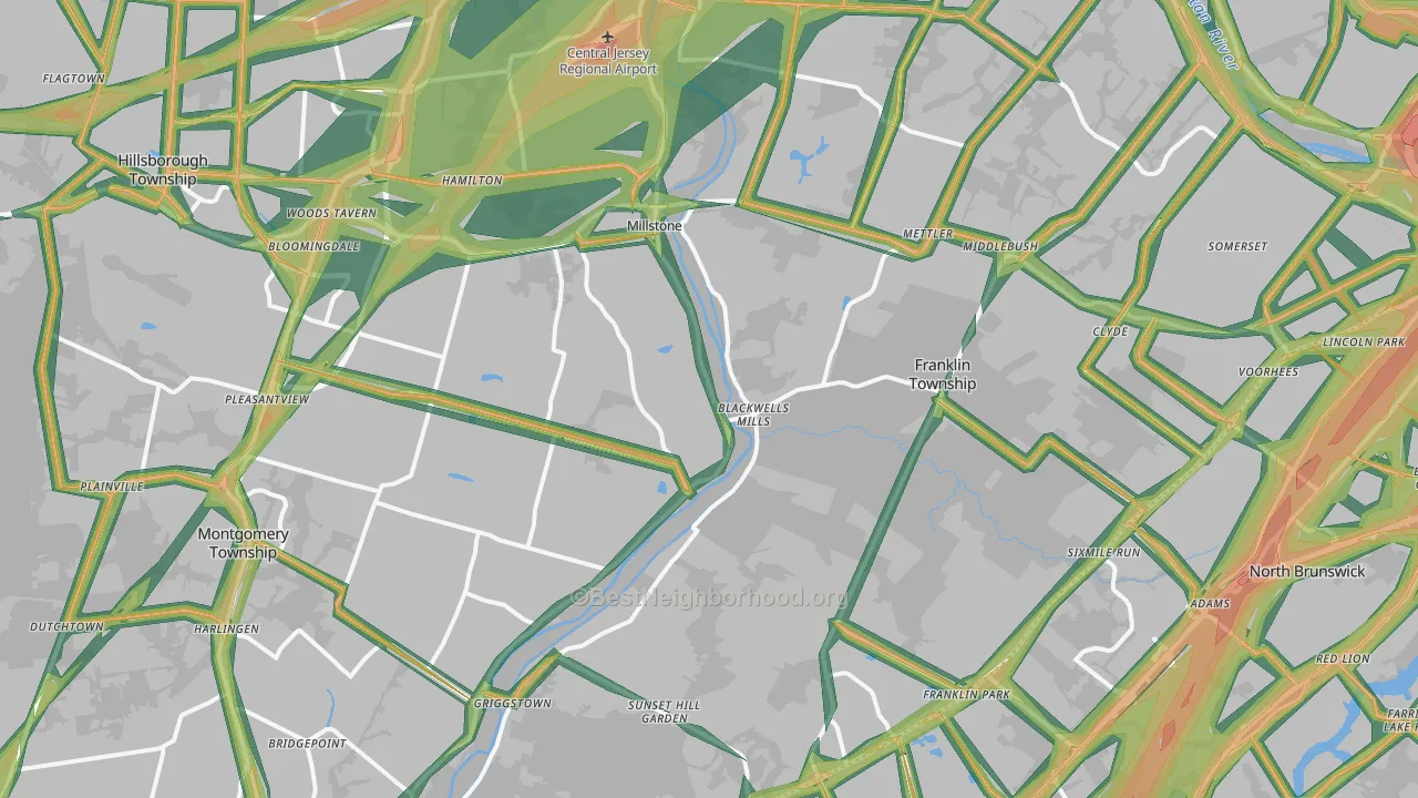 Millstone, NJ Map of Noise Levels in Millstone