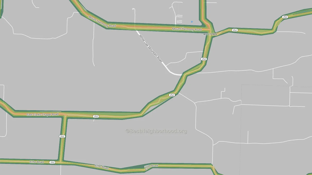 Milltown, AR Map of Noise Levels in Milltown