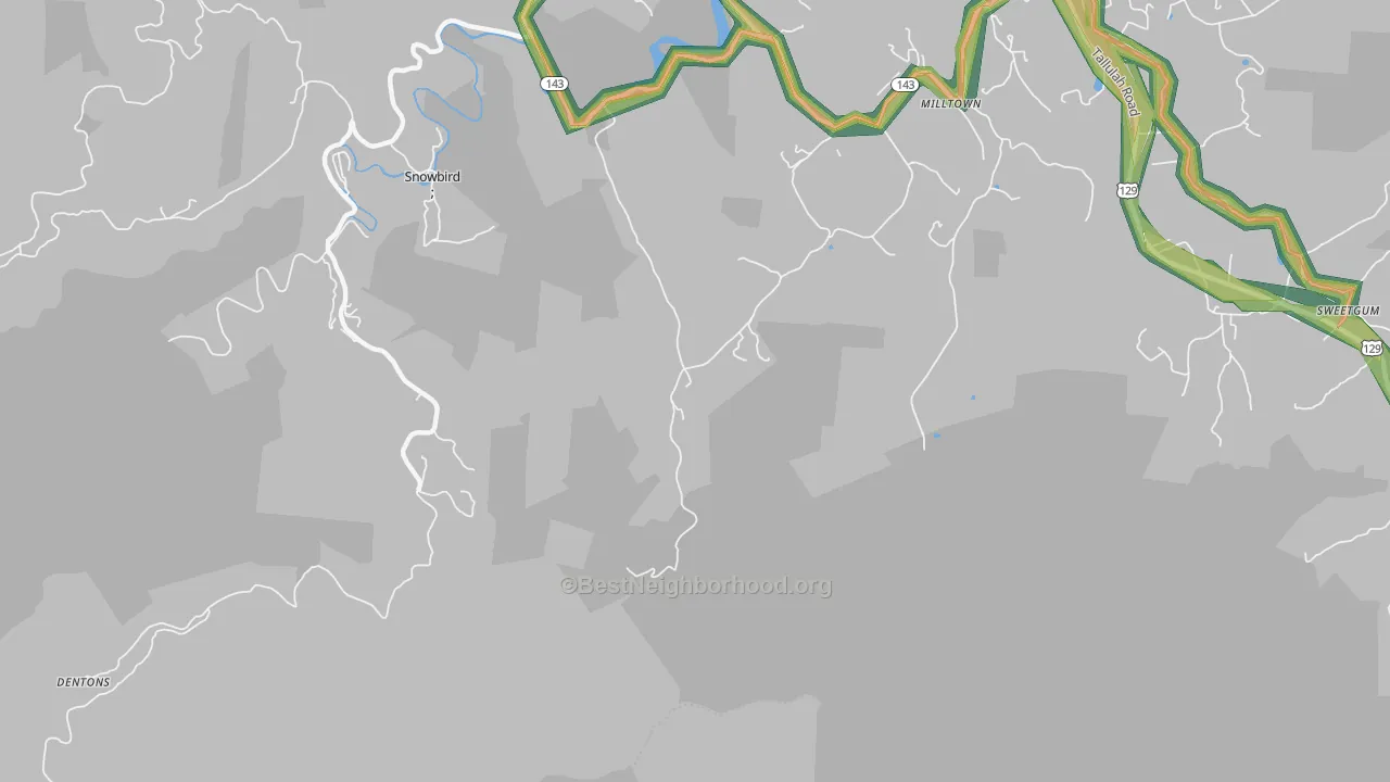 Milltown, NC Map of Noise Levels in Milltown