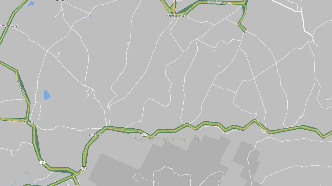 Millview, PA Map of Noise Levels in Millview