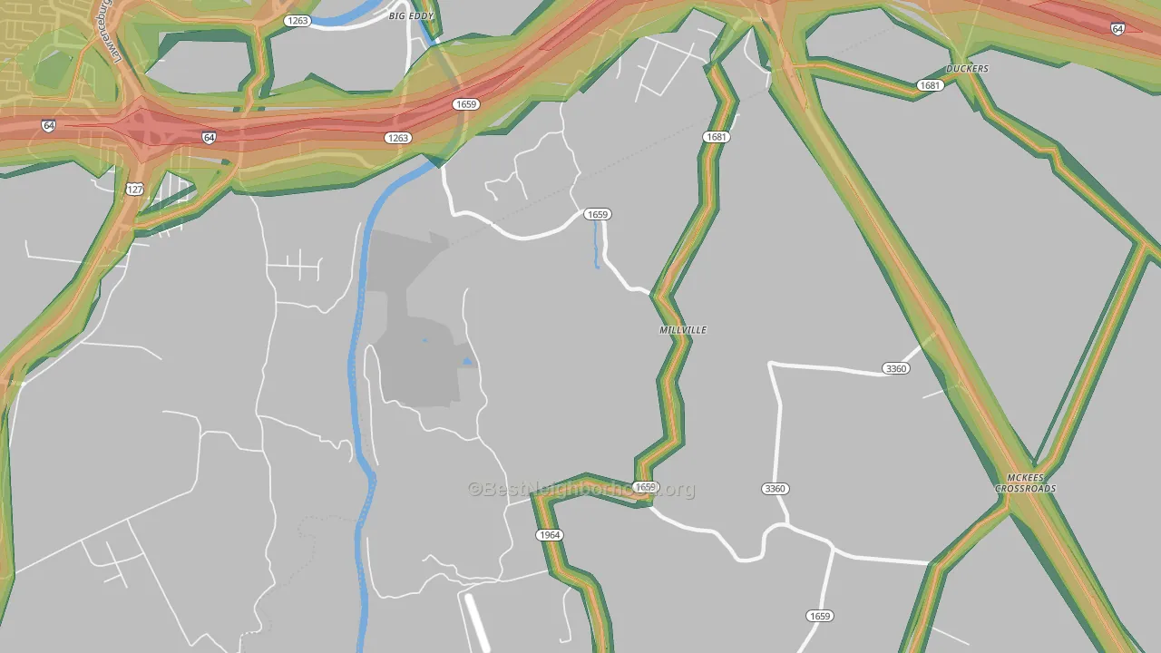 Millville, KY Map of Noise Levels in Millville
