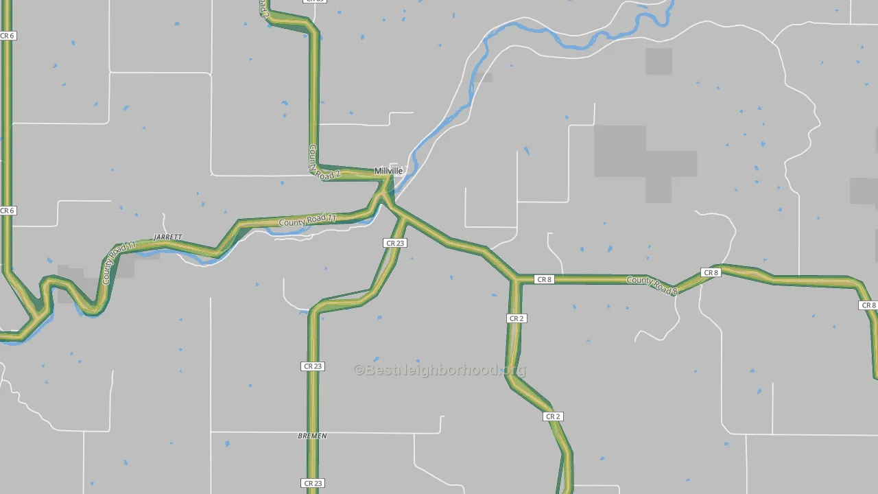 Millville, MN Map of Noise Levels in Millville
