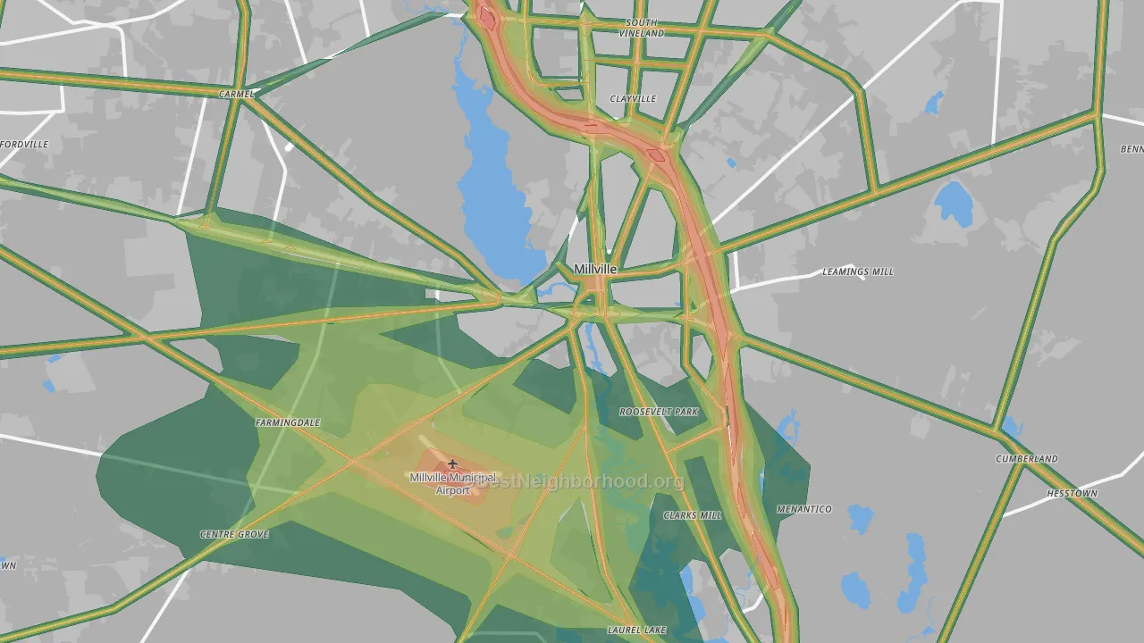 Millville, NJ Map of Noise Levels in Millville