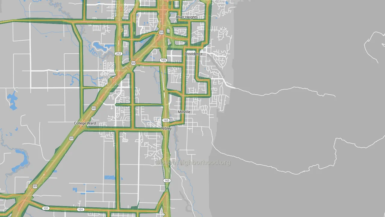 Millville, UT Map of Noise Levels in Millville