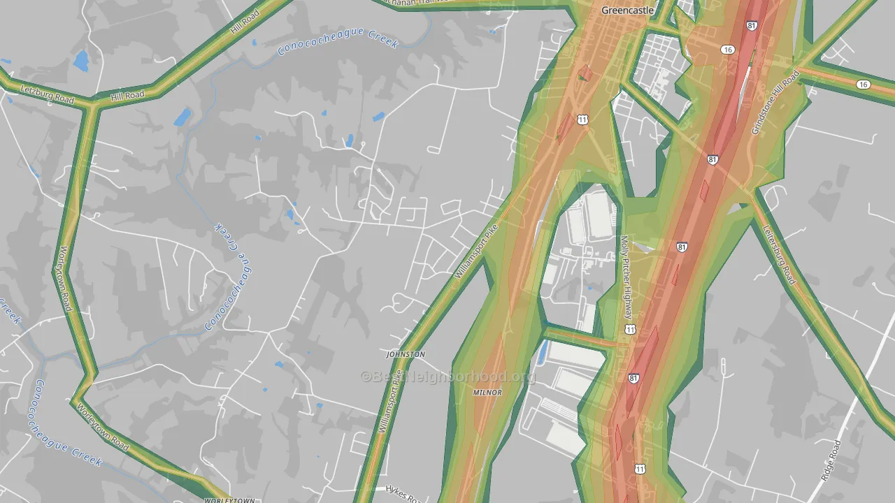 Milnor, PA Map of Noise Levels in Milnor