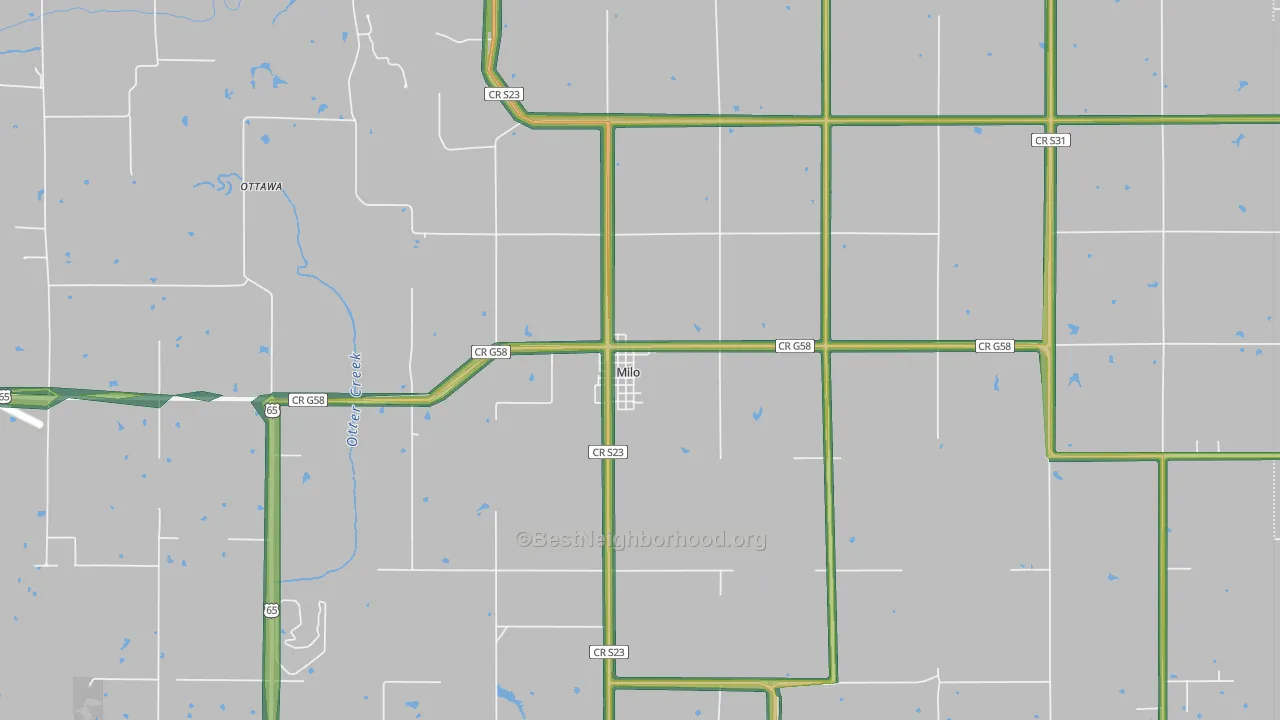 Milo, IA Map of Noise Levels in Milo