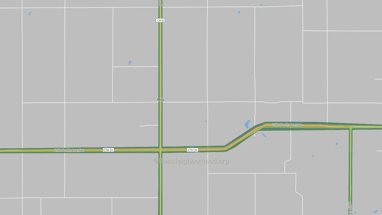 Milo, IL Map of Noise Levels in Milo