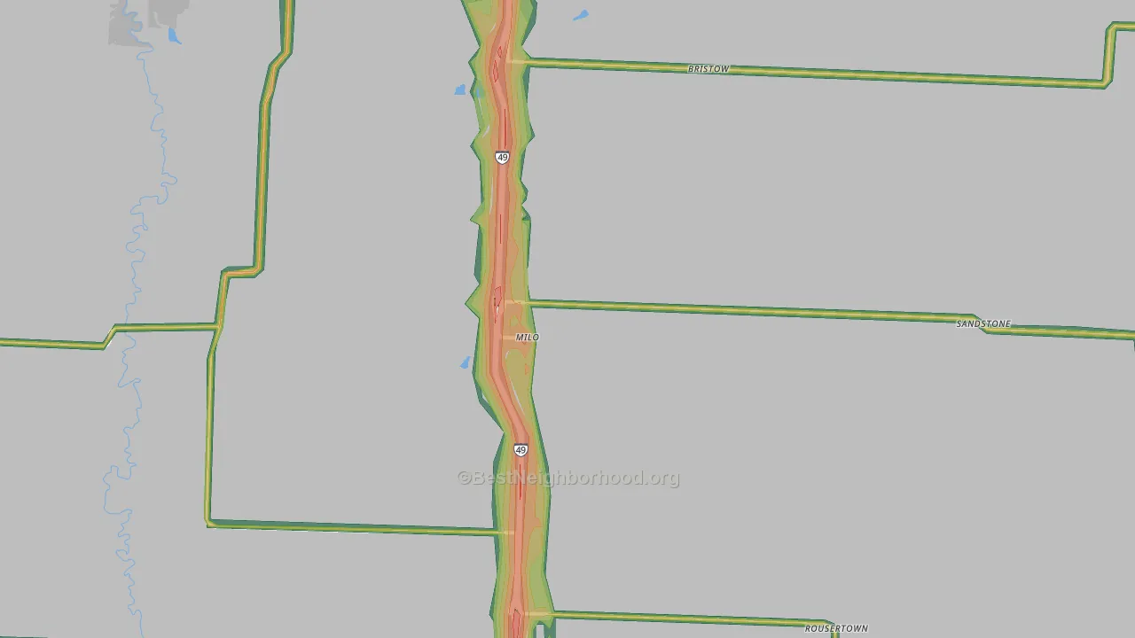 Milo, MO Map of Noise Levels in Milo