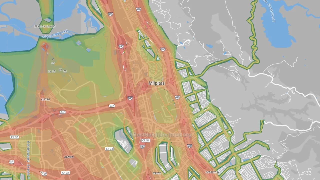 Milpitas, CA Map of Noise Levels in Milpitas