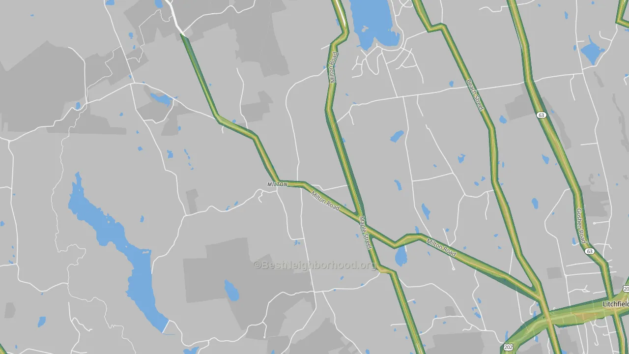 Milton, CT Map of Noise Levels in Milton