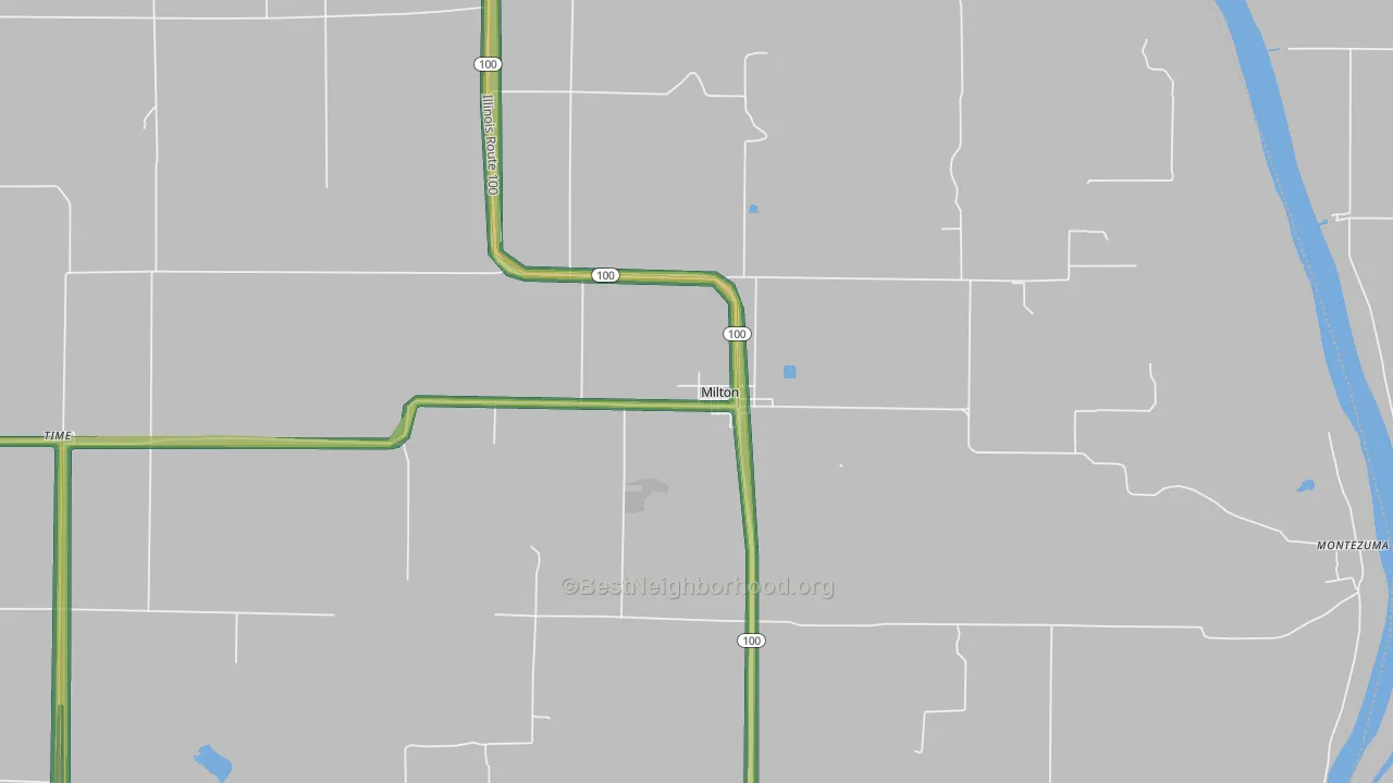 Milton, IL Map of Noise Levels in Milton