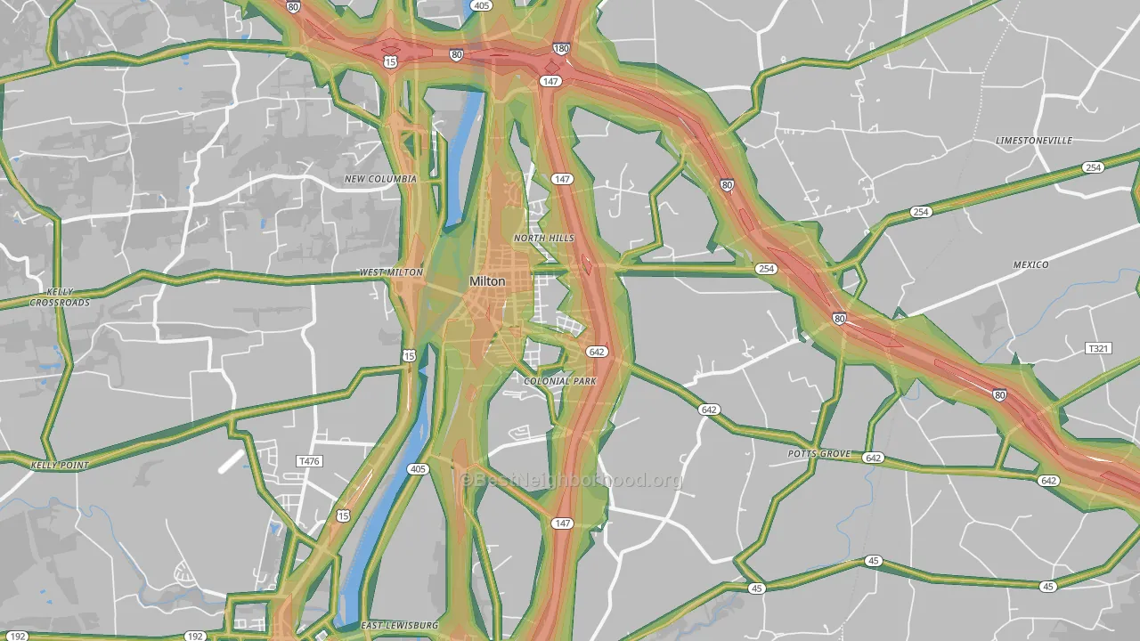 Milton, PA Map of Noise Levels in Milton
