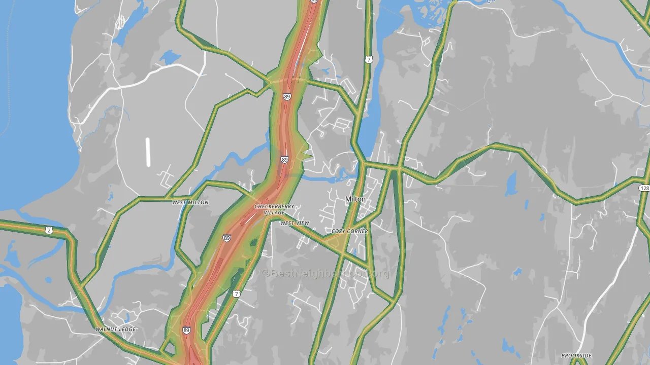 Milton, VT Map of Noise Levels in Milton