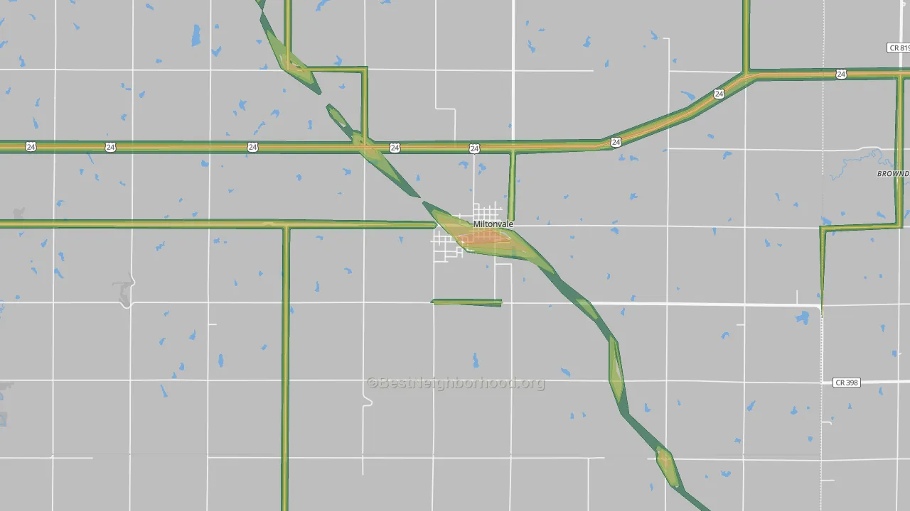 Miltonvale, KS Map of Noise Levels in Miltonvale