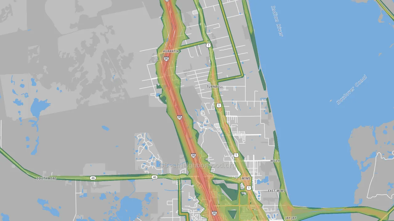 Mims, FL Map of Noise Levels in Mims