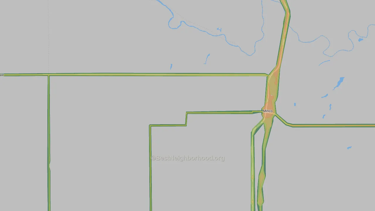 Minco, OK Map of Noise Levels in Minco