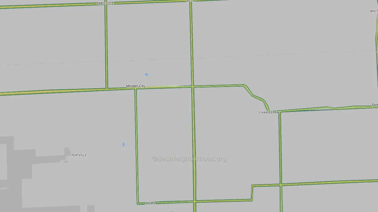 Minden City, MI Map of Noise Levels in Minden City