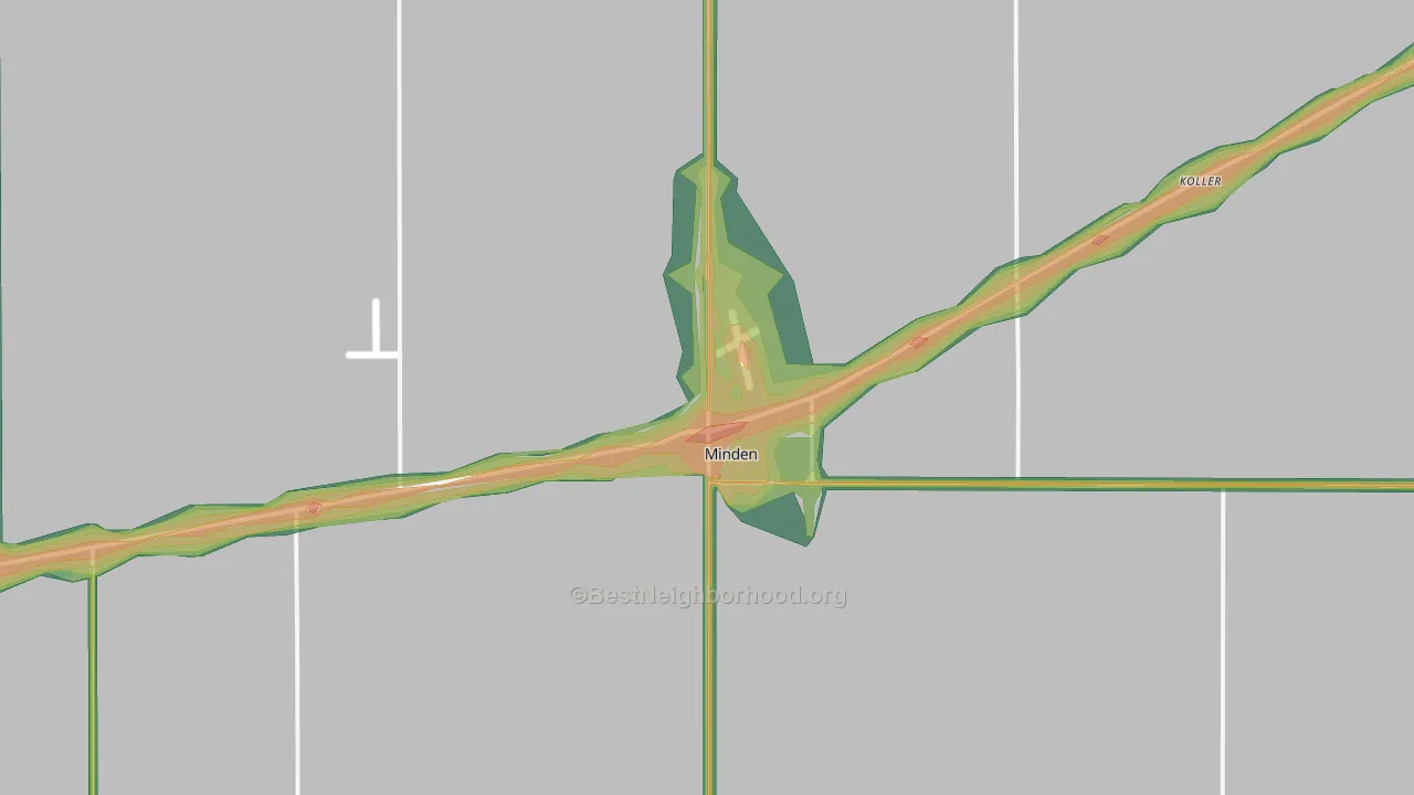 Minden, NE Map of Noise Levels in Minden