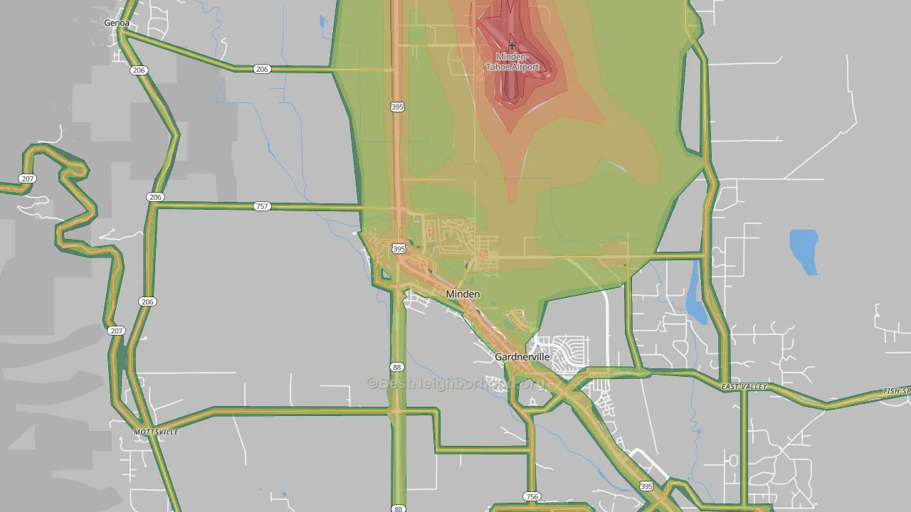 Minden, NV Map of Noise Levels in Minden