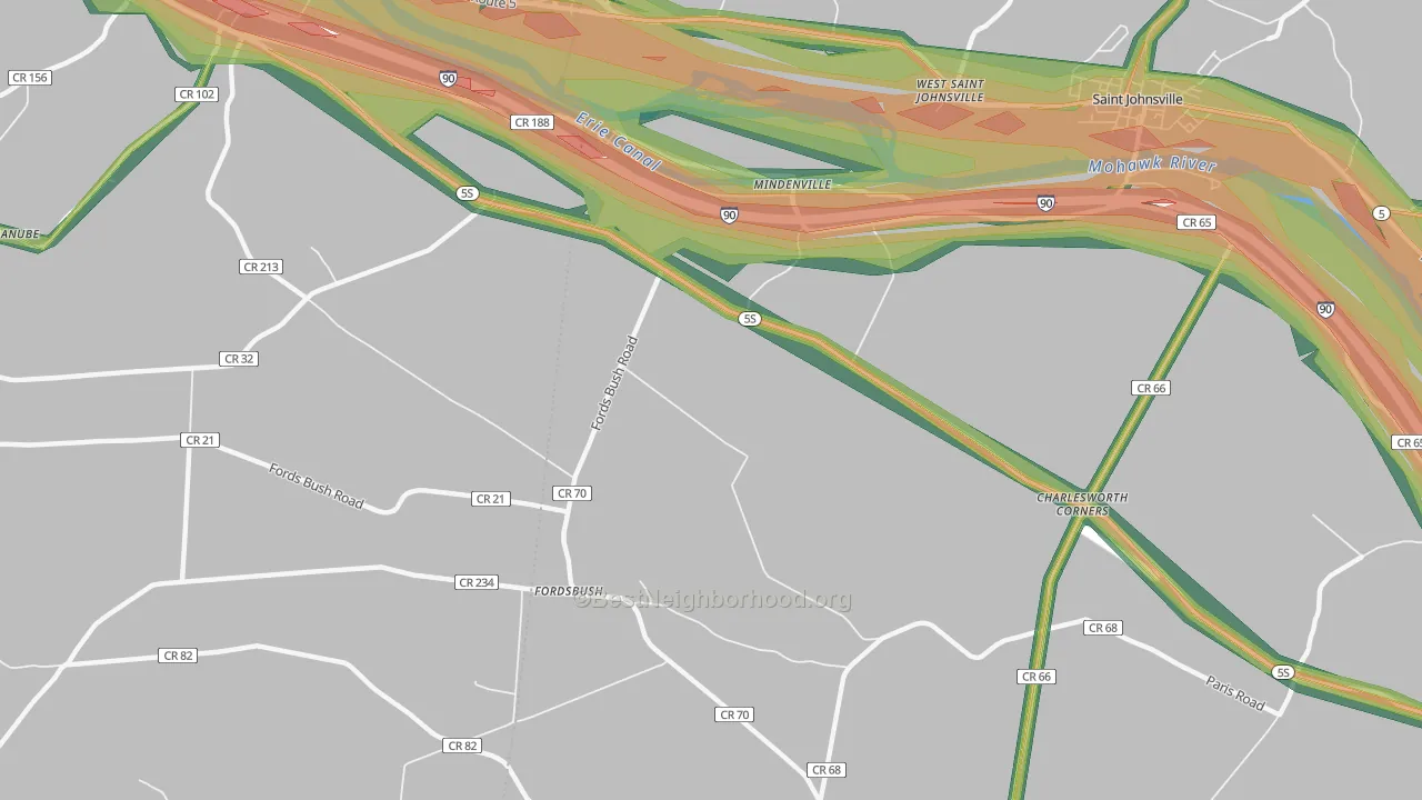 Mindenville, NY Map of Noise Levels in Mindenville