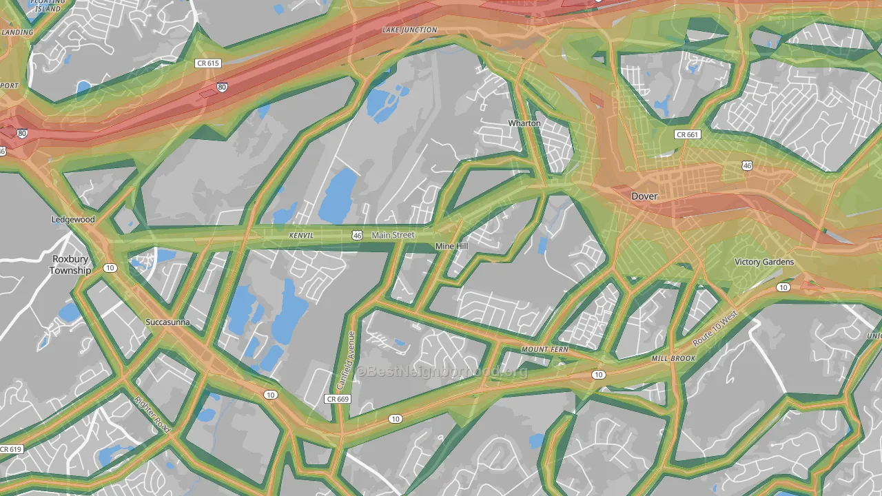 Mine Hill, NJ Map of Noise Levels in Mine Hill