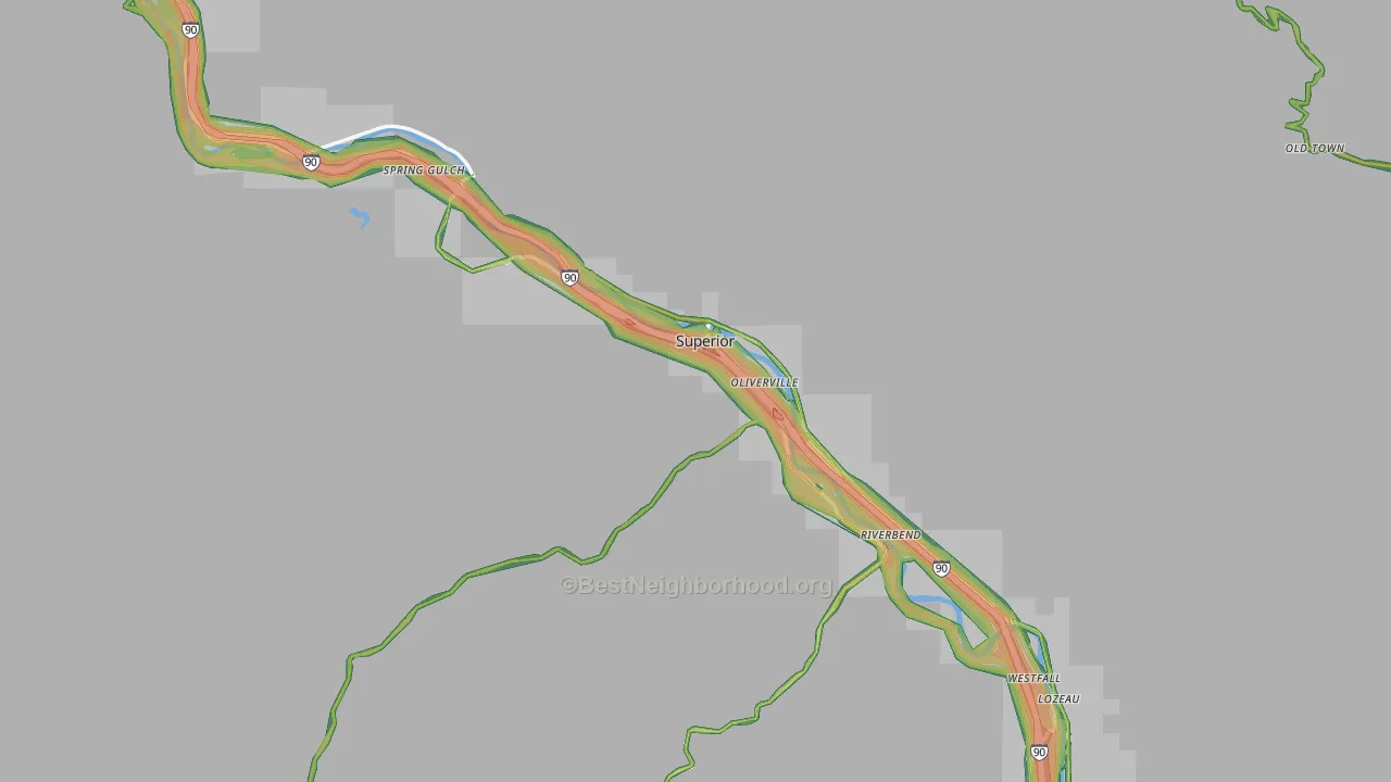 Mineral County, MT Map of Noise Levels in Mineral County