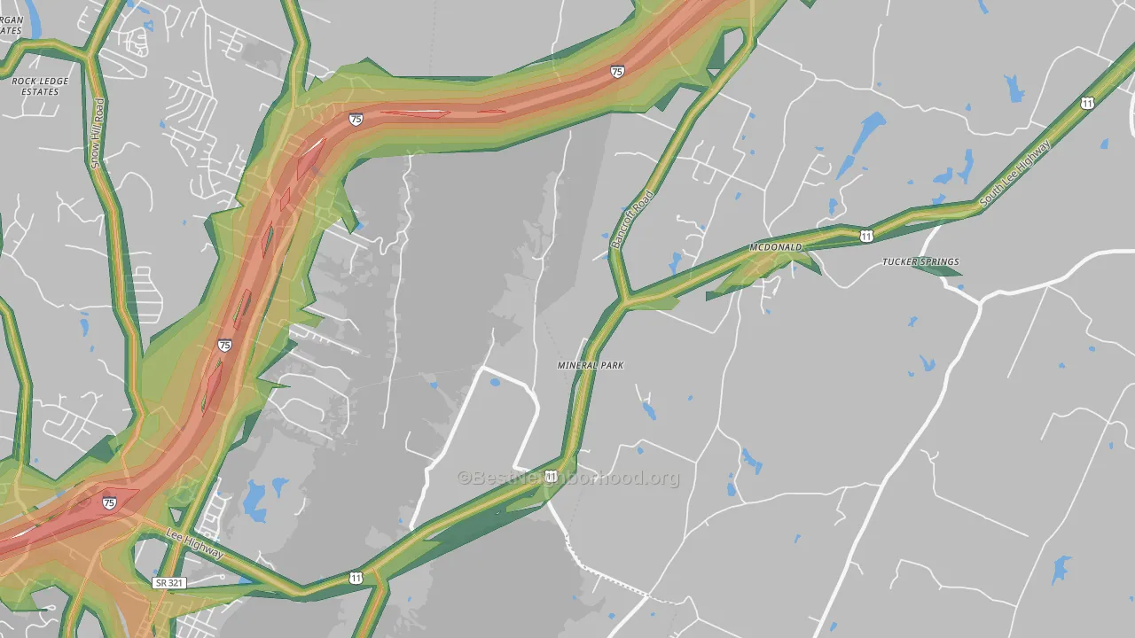 Mineral Park, TN Map of Noise Levels in Mineral Park