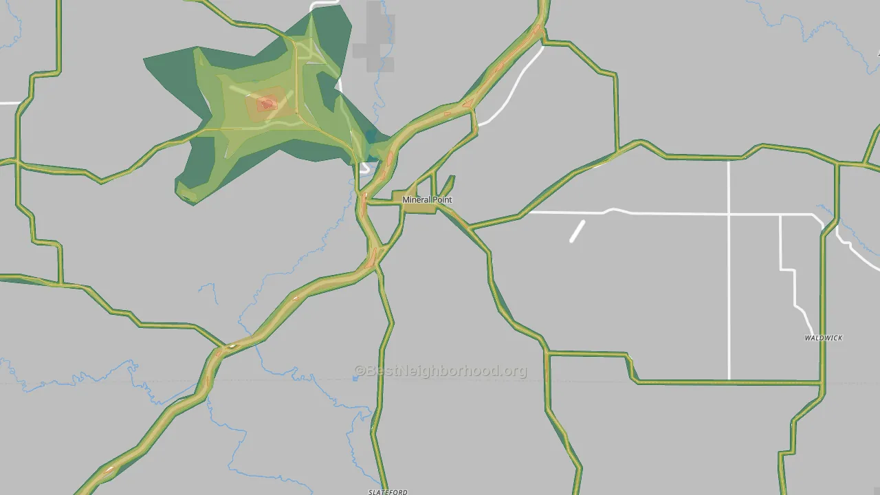 Mineral Point, WI Map of Noise Levels in Mineral Point