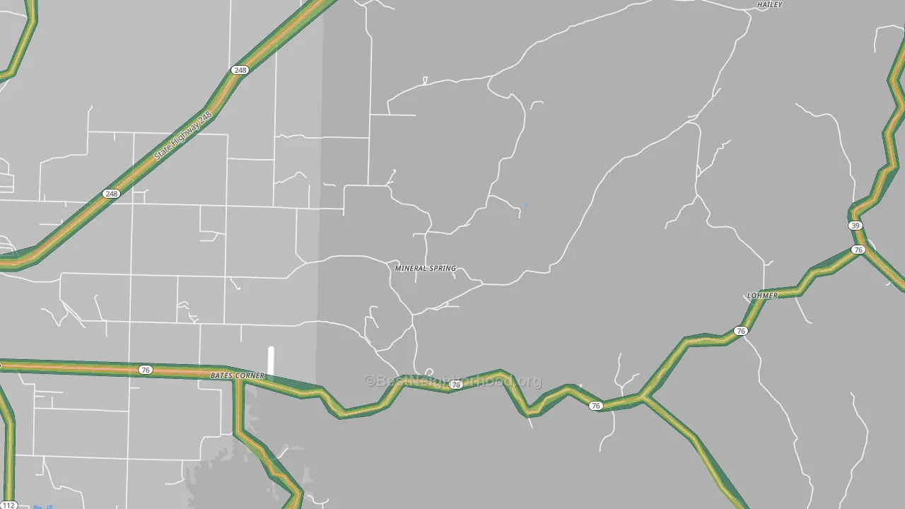 Mineral Spring, MO Map of Noise Levels in Mineral Spring