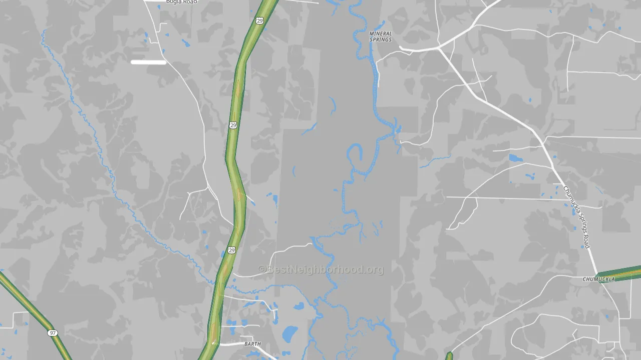 Mineral Springs, FL Map of Noise Levels in Mineral Springs
