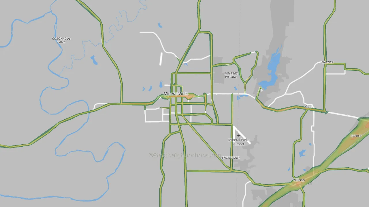 Mineral Wells, TX Map of Noise Levels in Mineral Wells