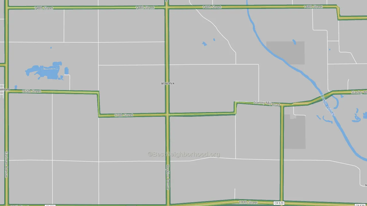Minerva, IA Map of Noise Levels in Minerva